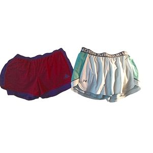 Ladies Adidas Running shorts size M and Under Armour Women's Play Up shorts